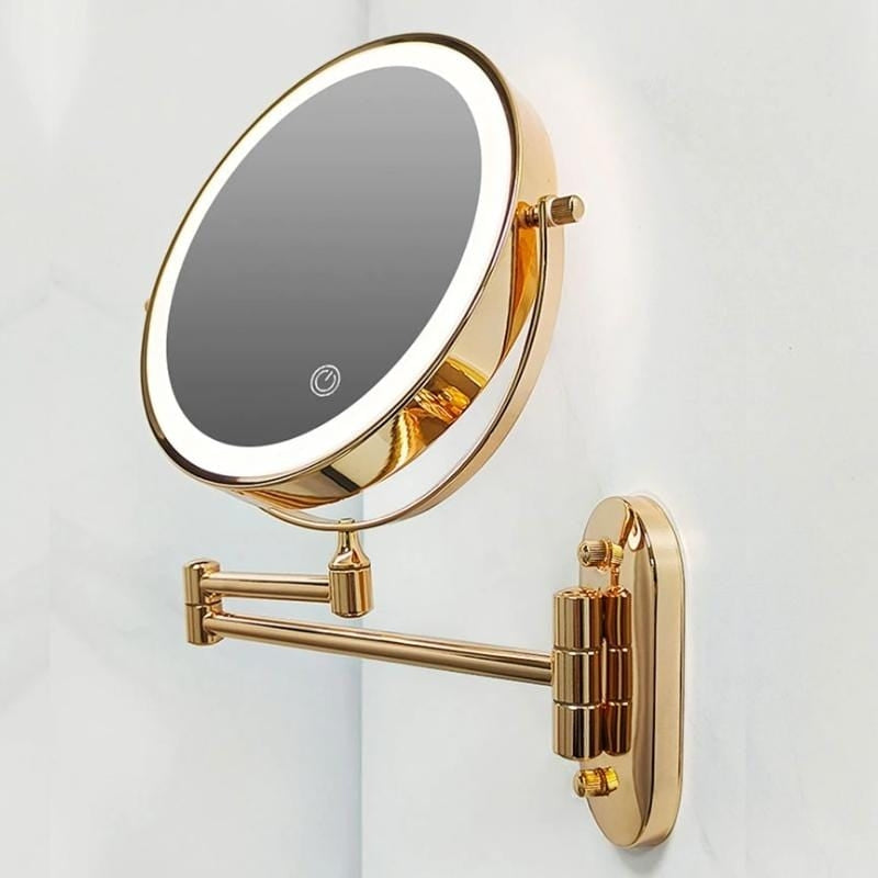 MirrorLux – Wall-Mounted LED Makeup Mirror with Adjustable Lighting and USB Charging