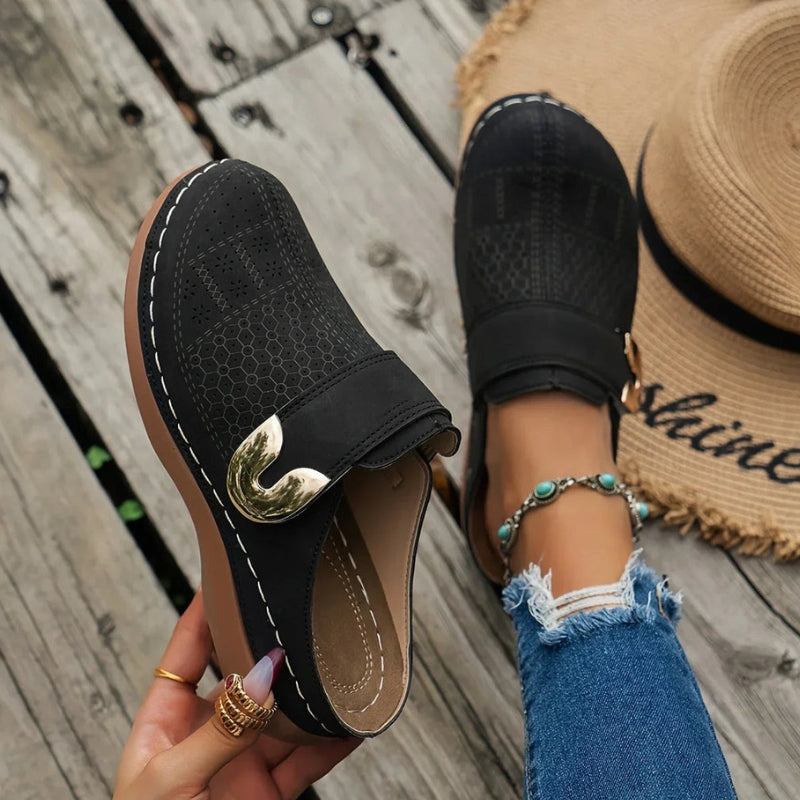 Vera – Backless Slip On Clogs with Round Toe and Breathable Upper