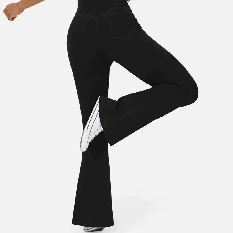 Aria – High Waist Flared Jeans with Crossing Waistband