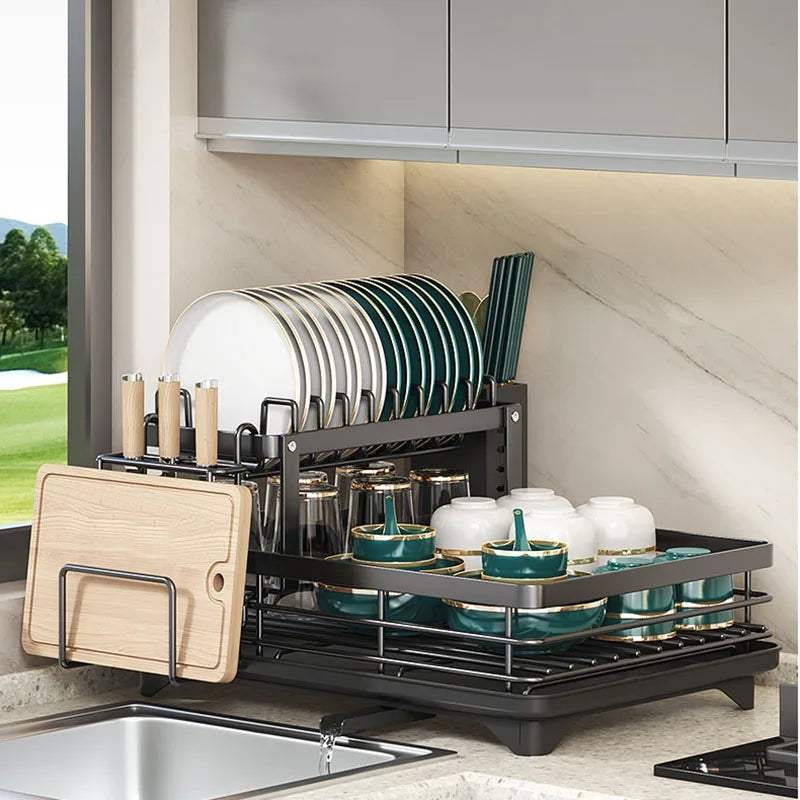 SinkMate – Adjustable Dish Drainer with Removable Drip Tray and Steel Frame