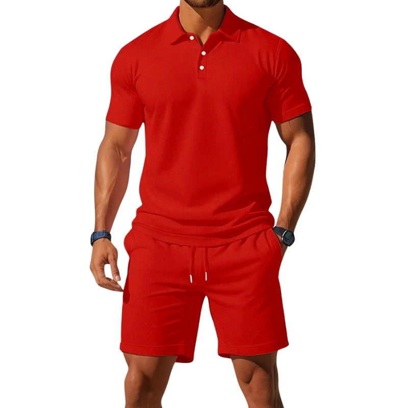 Daniel – Two-Piece Summer Set with Short-Sleeve Shirt and Drawstring Shorts