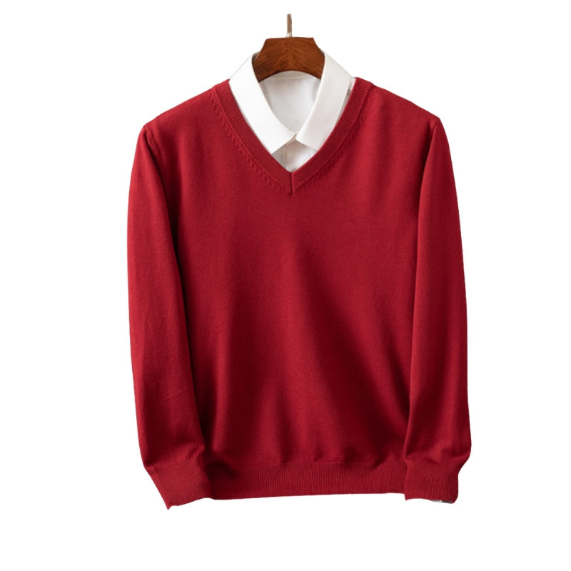 Gareth - Relaxed Fit V-Neck Long Sleeve Pullover Sweater
