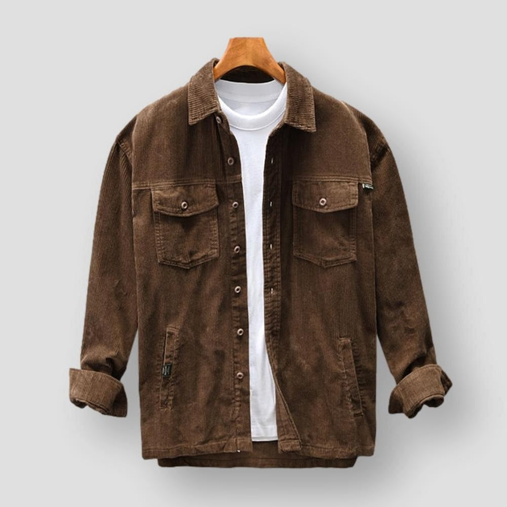 Stevaro – Corduroy Shirt with Button Front and Long Sleeves