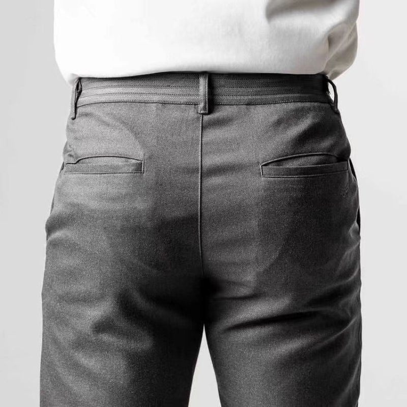 Liam – Slim Fit Trousers with Elastic Waistband and Practical Pockets