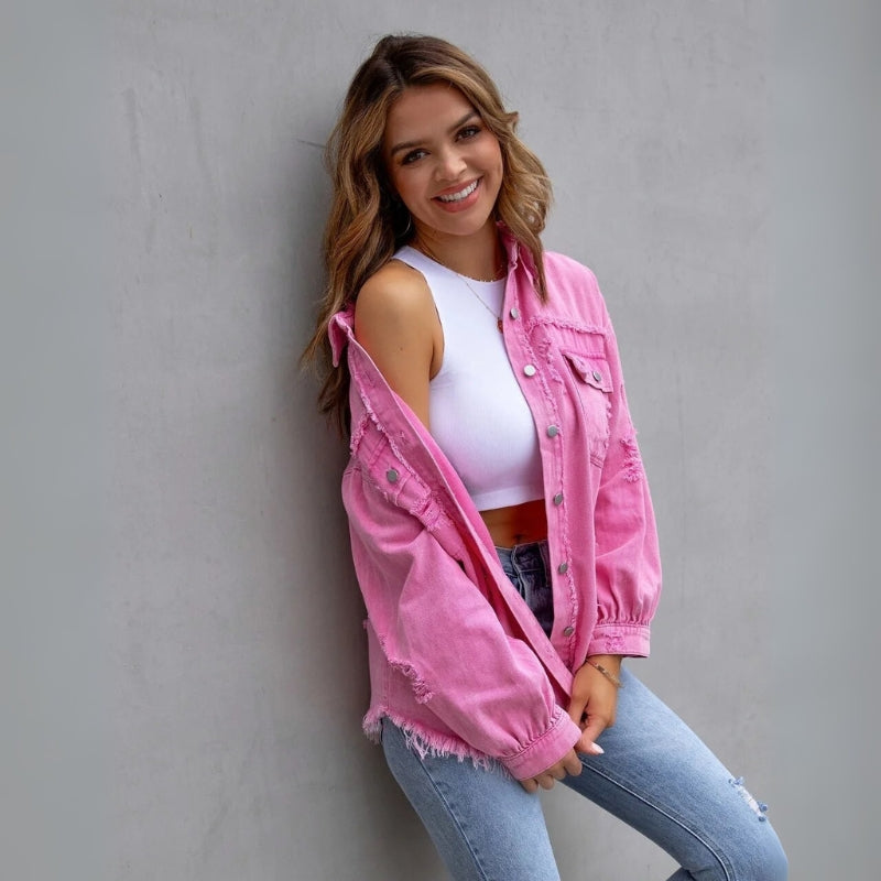 Olivia – Button-Up Coat with Long Sleeves and Pockets