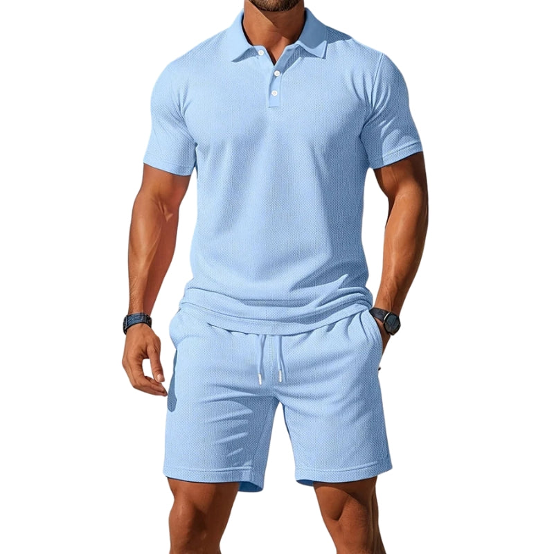 Daniel – Two-Piece Summer Set with Short-Sleeve Shirt and Drawstring Shorts
