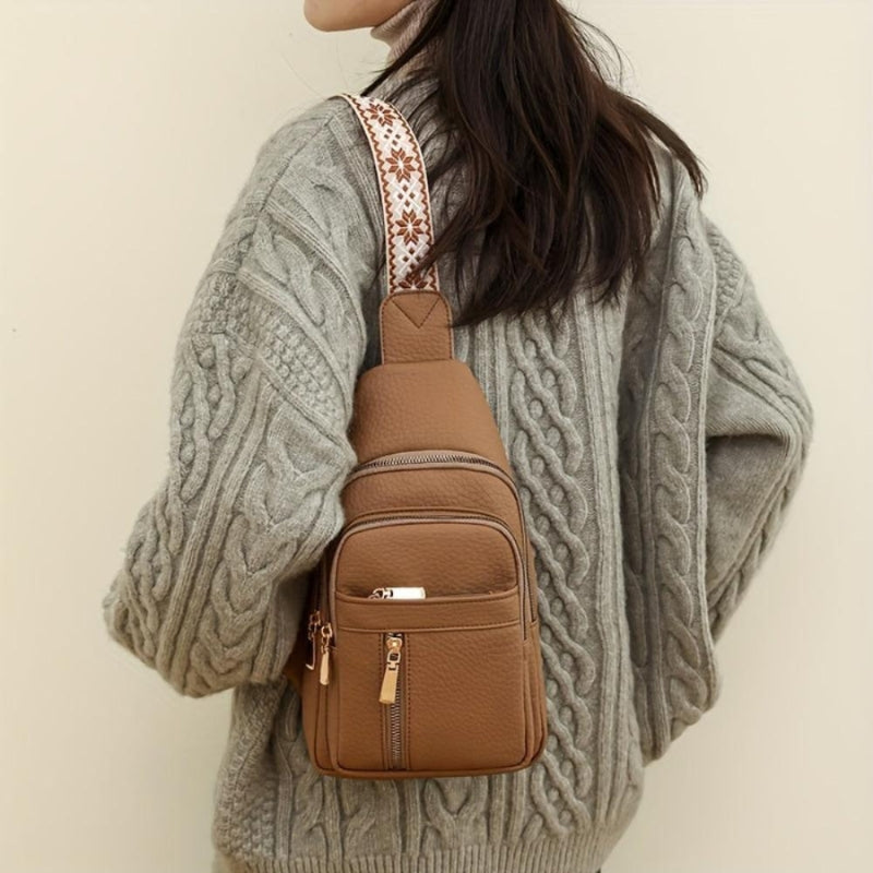 Sylvara – Crossbody Bag with Wide Adjustable Strap and Multiple Zippered Pockets
