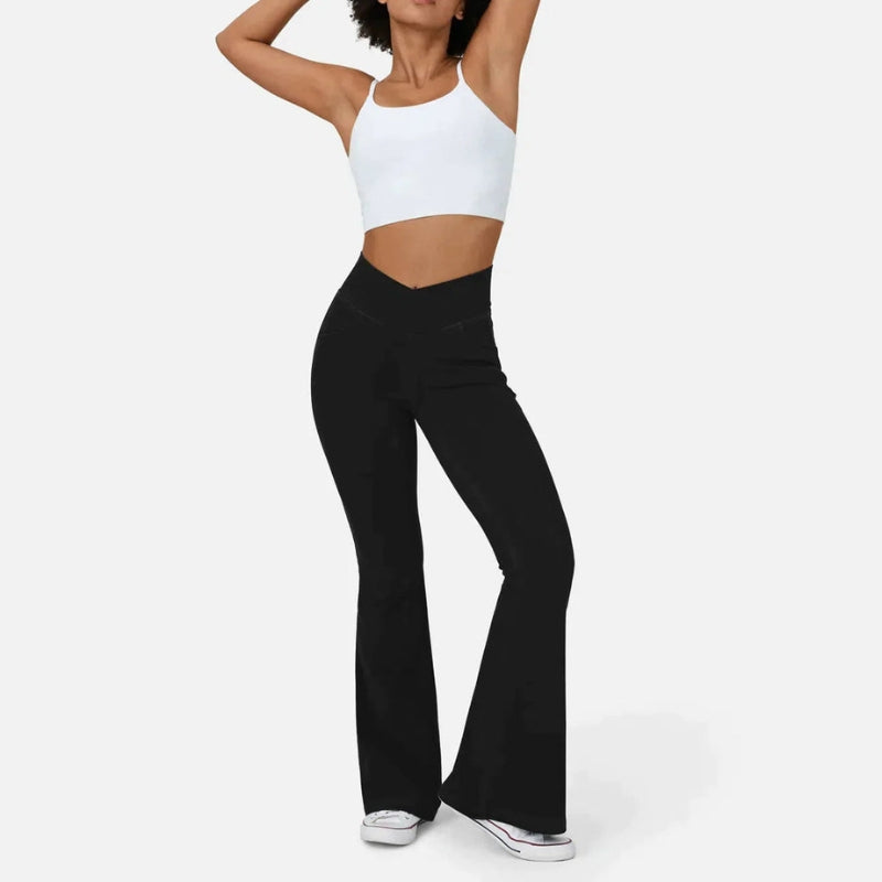Aria – High Waist Flared Jeans with Crossing Waistband