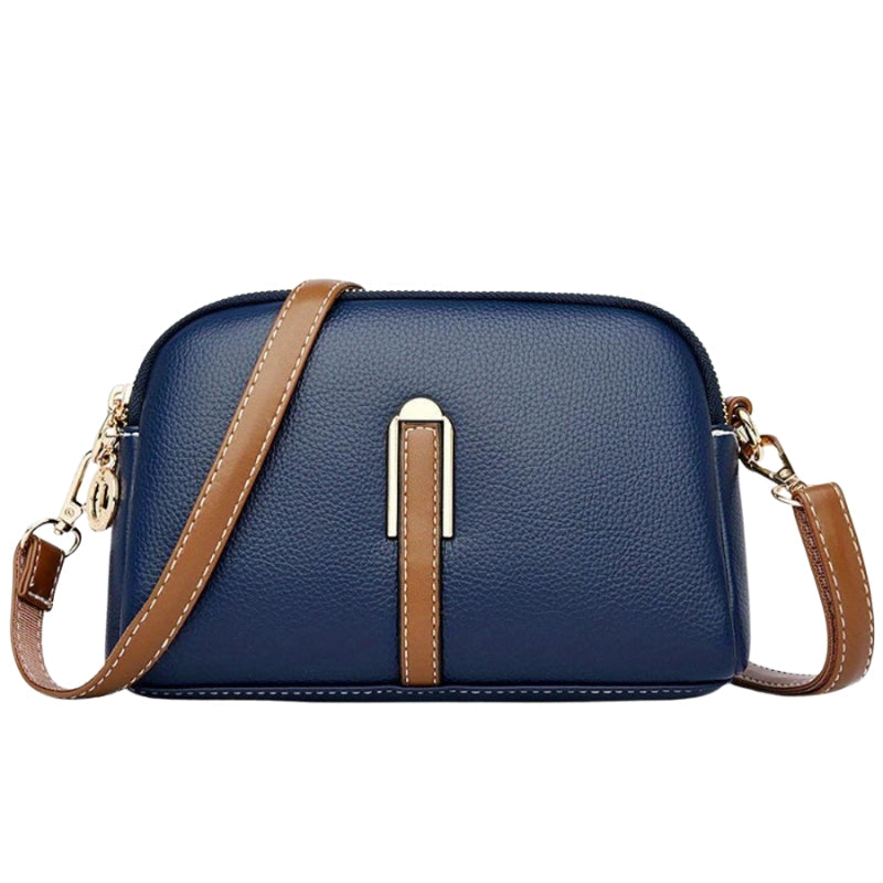 Evelisse – Leather Shoulder Bag with Adjustable Strap and Zipper Closure