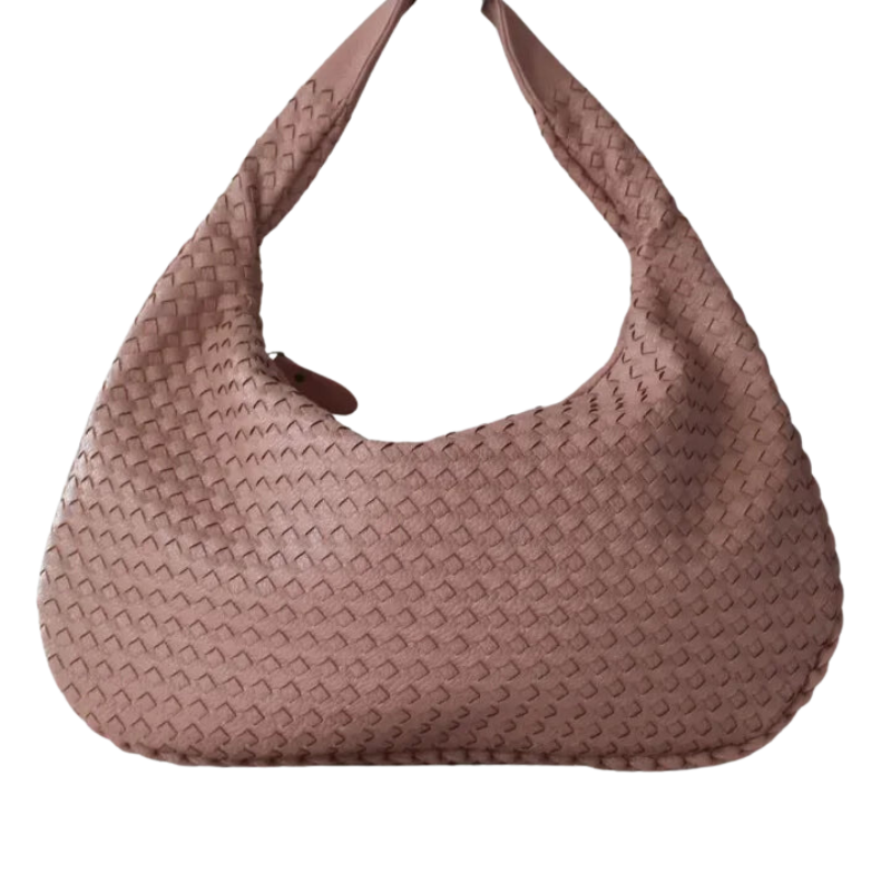 Maribel - Leather Hobo Shoulder Bag with Patchwork Design and Zipper Opening