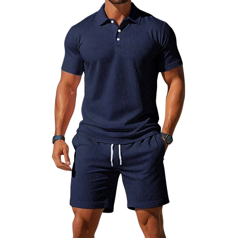 Daniel – Two-Piece Summer Set with Short-Sleeve Shirt and Drawstring Shorts