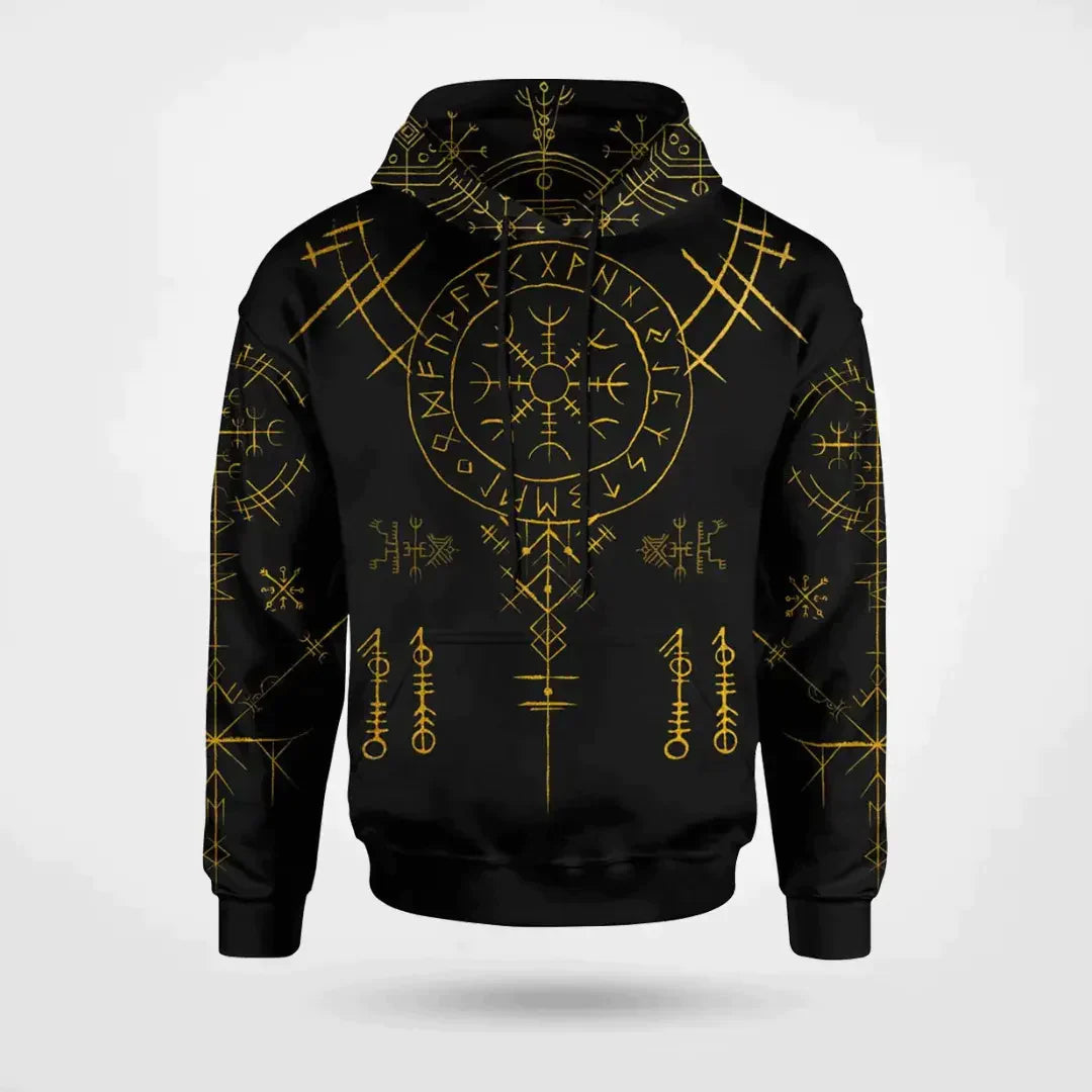 Arenvik – Hoodie With Helm of Awe Graphic Print and Long Sleeves