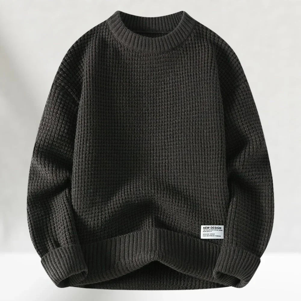 Derval – Classic Crew Neck Knitted Sweater With Ribbed Hem