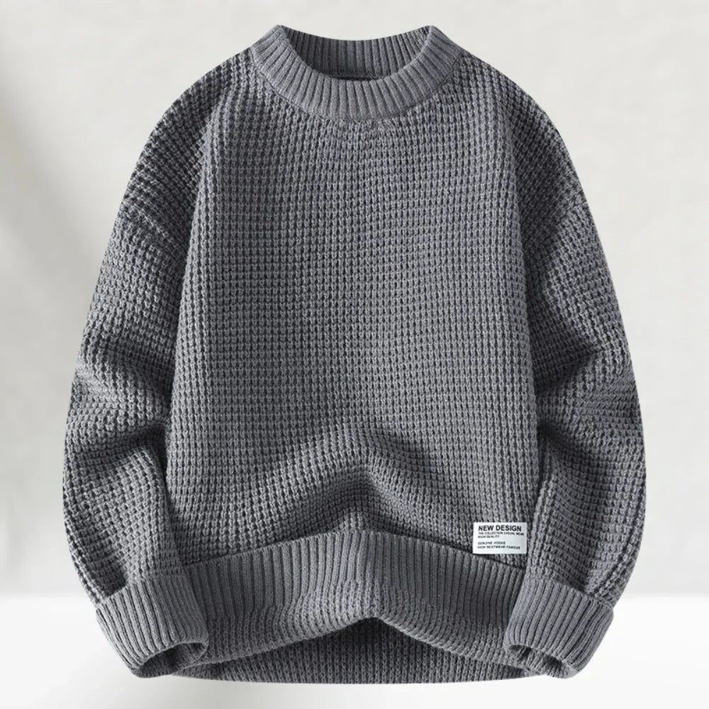 Derval – Classic Crew Neck Knitted Sweater With Ribbed Hem