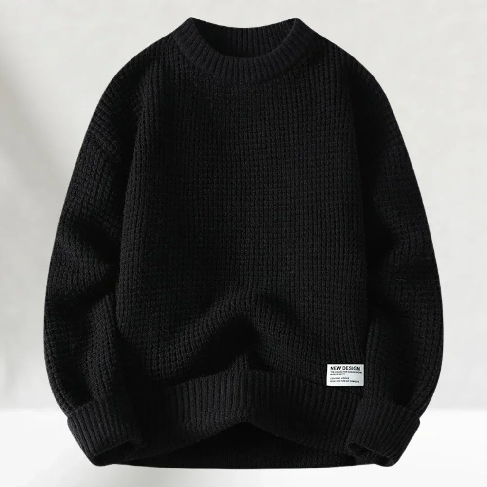 Derval – Classic Crew Neck Knitted Sweater With Ribbed Hem