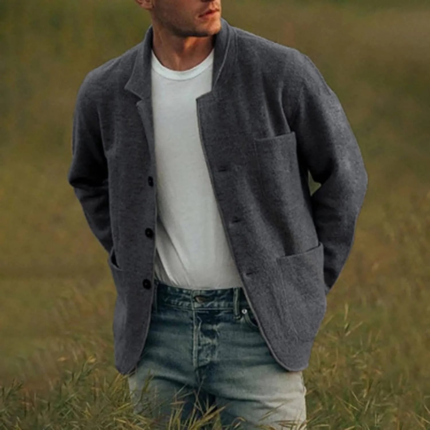 Daniel – Casual Blazer With Lapels and Front Pockets