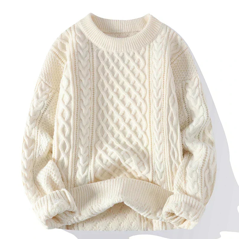 Norvan – Cable Knit Crew Neck Sweater With Long Sleeves