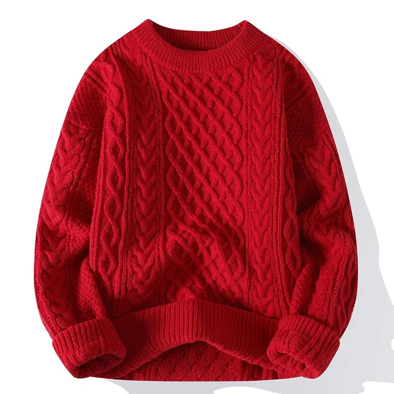 Norvan – Cable Knit Crew Neck Sweater With Long Sleeves