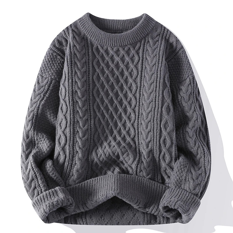 Norvan – Cable Knit Crew Neck Sweater With Long Sleeves