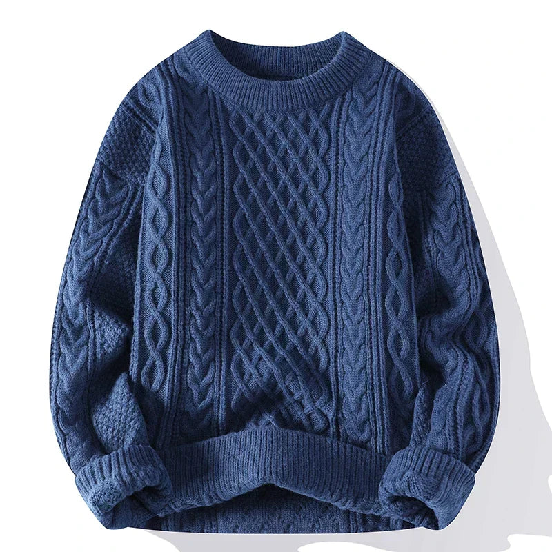 Norvan – Cable Knit Crew Neck Sweater With Long Sleeves