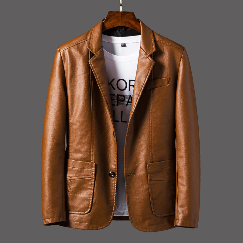 Chavero – Leather Jacket with Zip Closure and Stitched Detailing