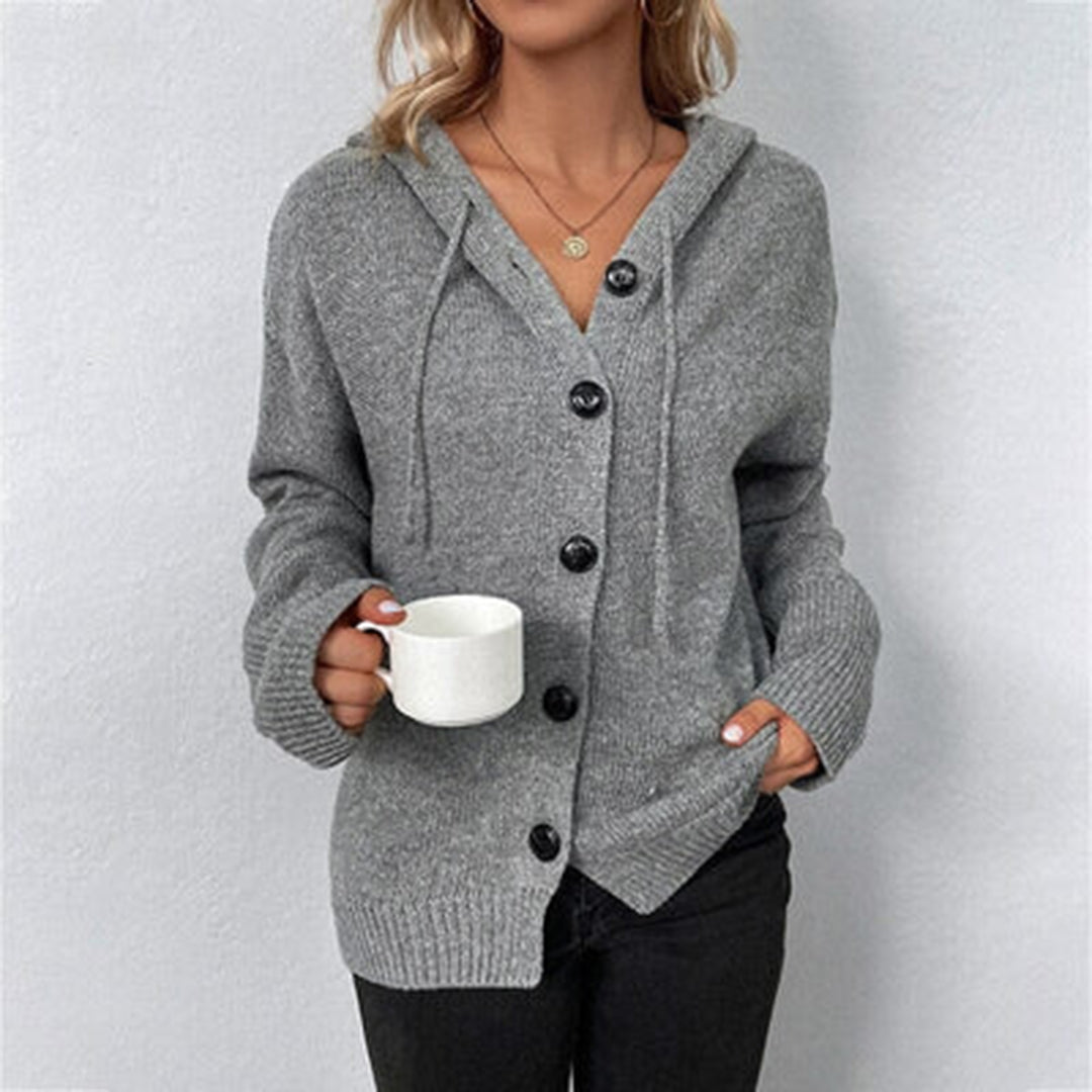 Nerida – Hooded Knit Cardigan With Button Closure