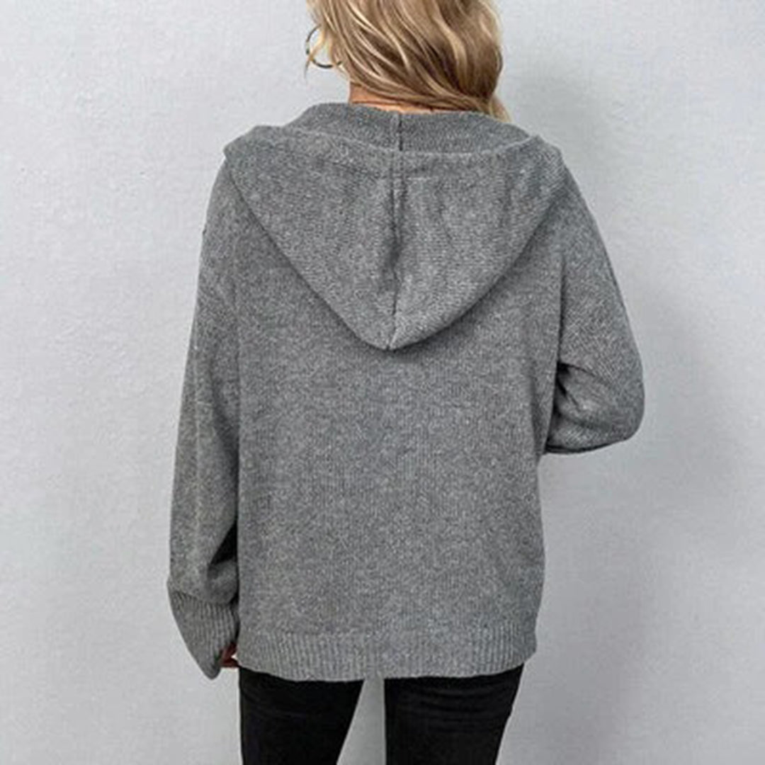 Nerida – Hooded Knit Cardigan With Button Closure