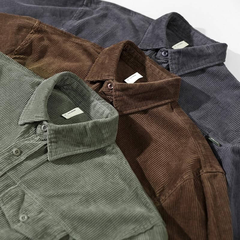 Stevaro – Corduroy Shirt with Button Front and Long Sleeves