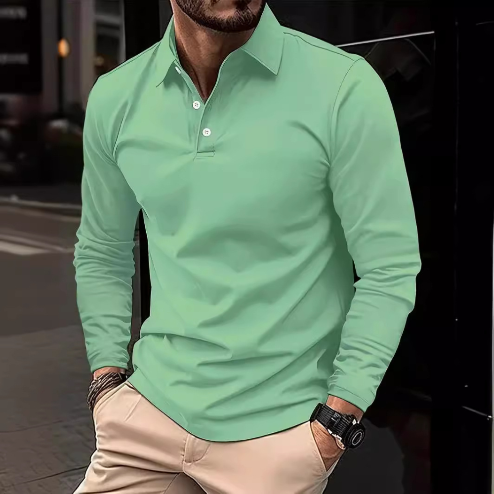 Ethan – Long Sleeve Polo Shirt With Cotton Slim Fit