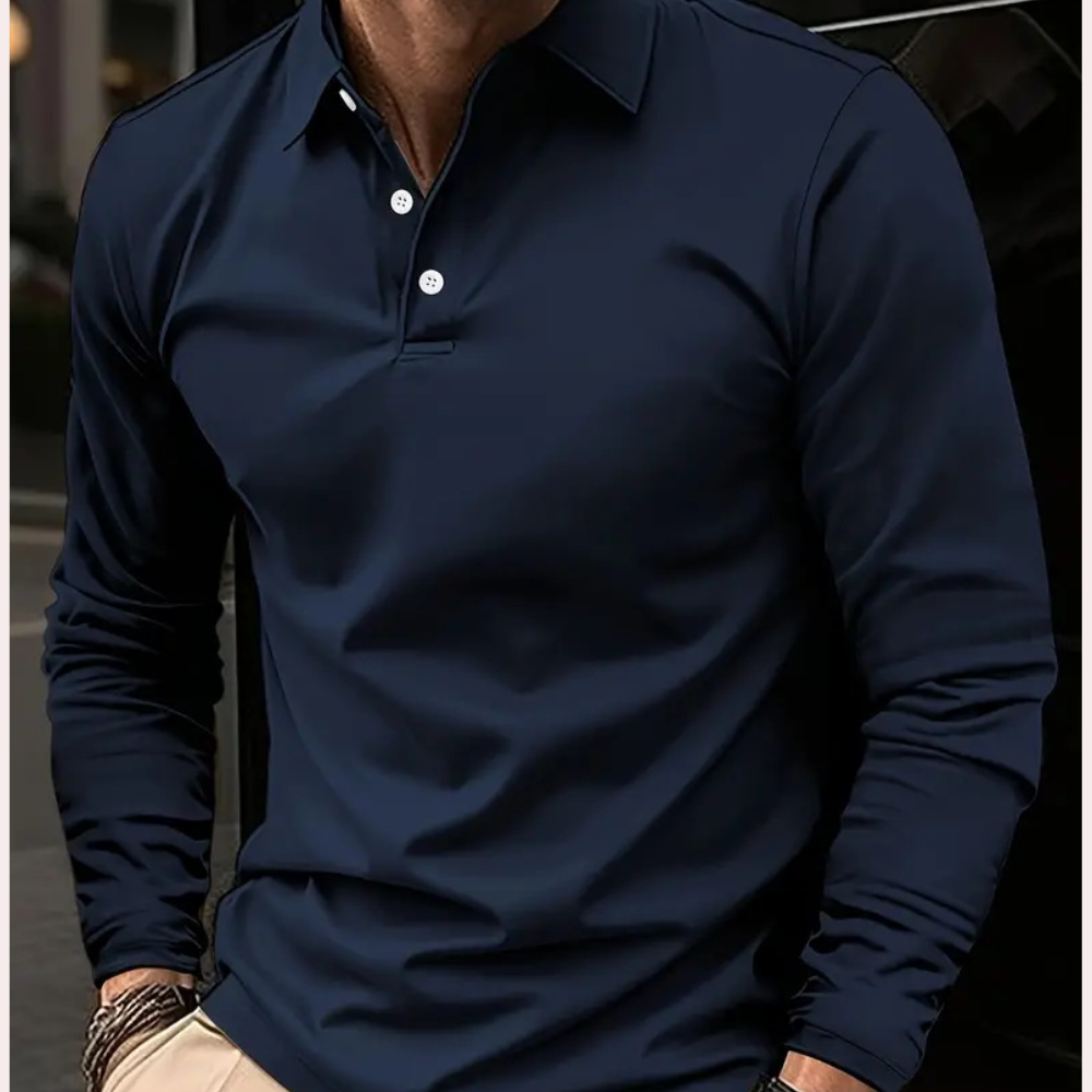 Ethan – Long Sleeve Polo Shirt With Cotton Slim Fit