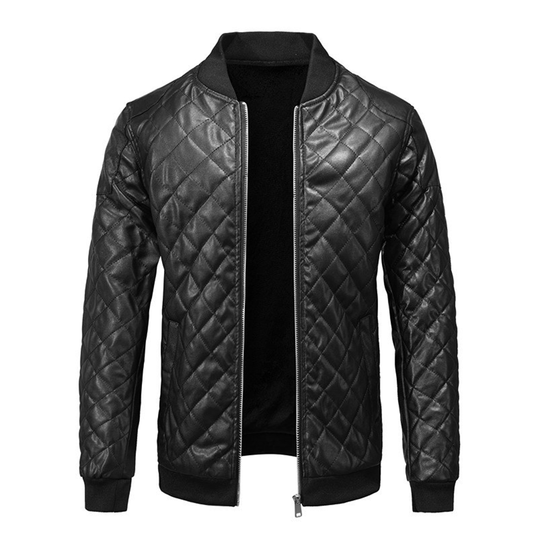 Ravien – Faux Leather Jacket with Stand-Up Collar and Front Zip