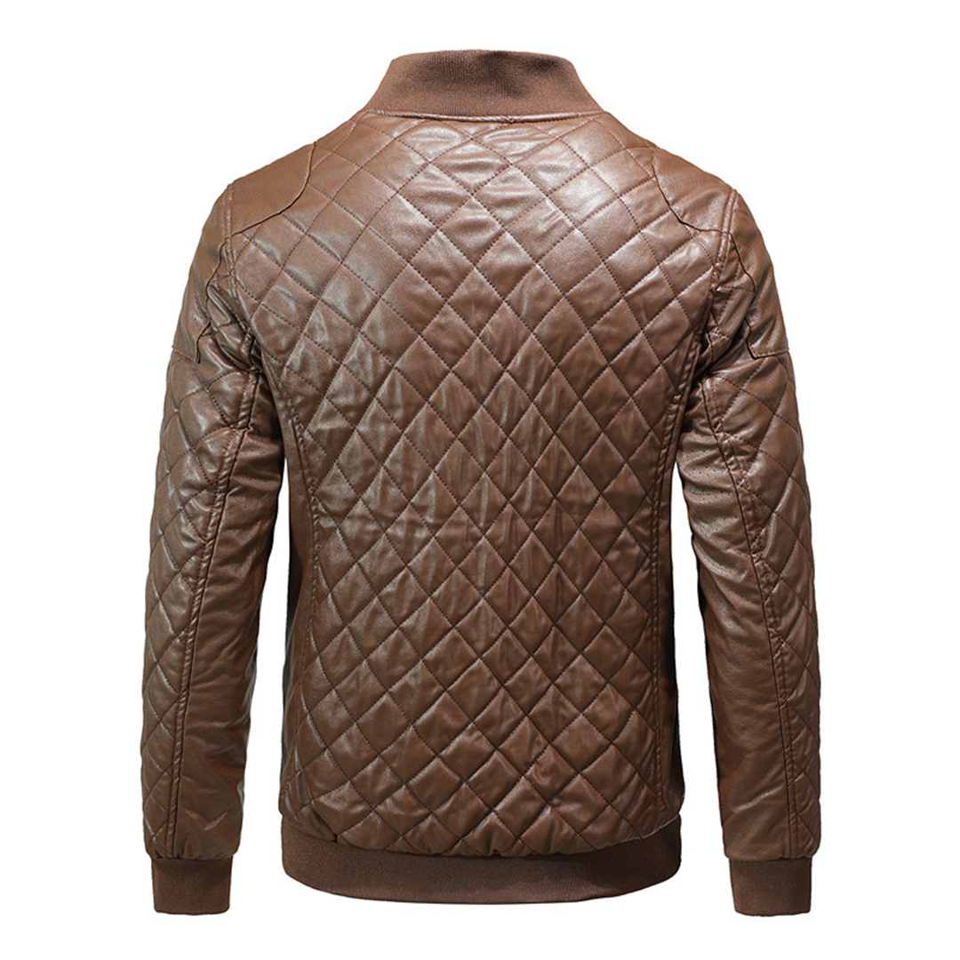 Ravien – Faux Leather Jacket with Stand-Up Collar and Front Zip
