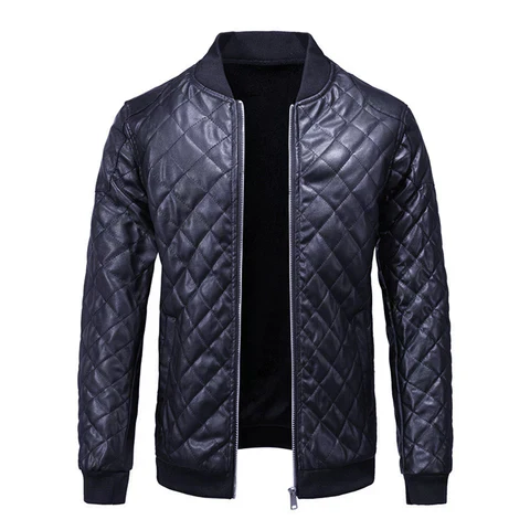 Ravien – Faux Leather Jacket with Stand-Up Collar and Front Zip