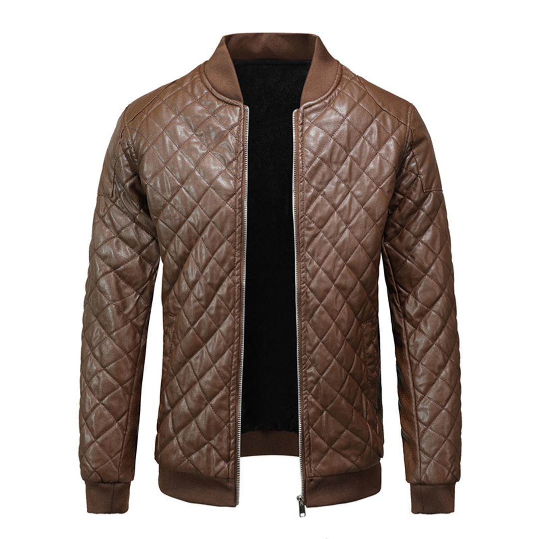 Ravien – Faux Leather Jacket with Stand-Up Collar and Front Zip
