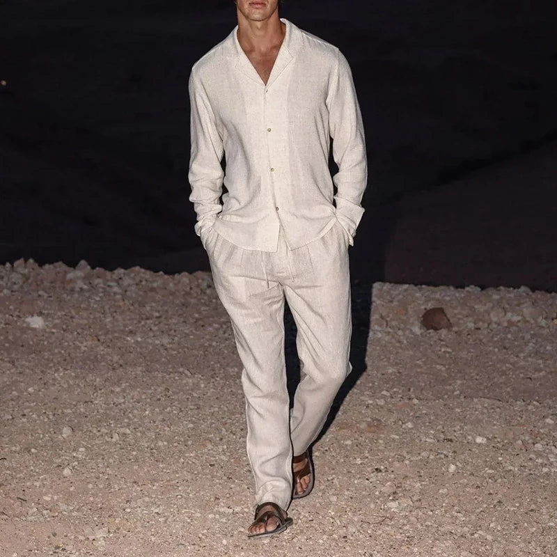 Thomas – Two Piece Set with Long Sleeve Shirt and Straight Fit Pants