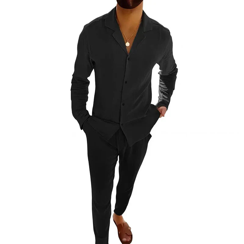 Thomas – Two Piece Set with Long Sleeve Shirt and Straight Fit Pants