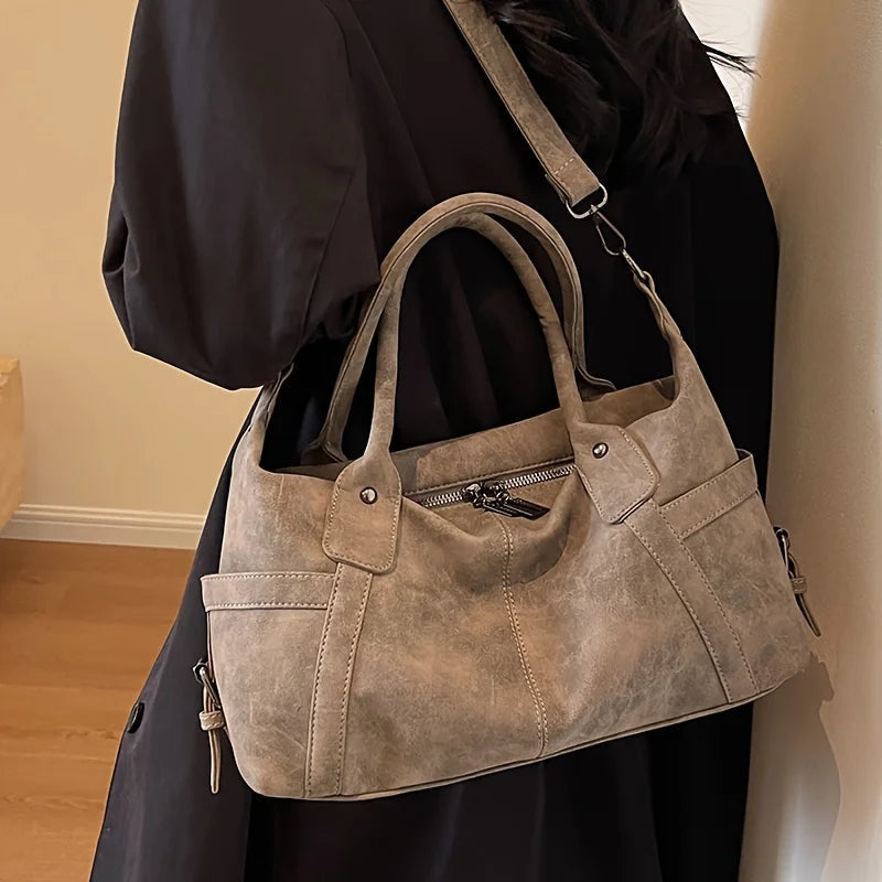 Valencia - Large Leather Tote Bag with Rectangular Design