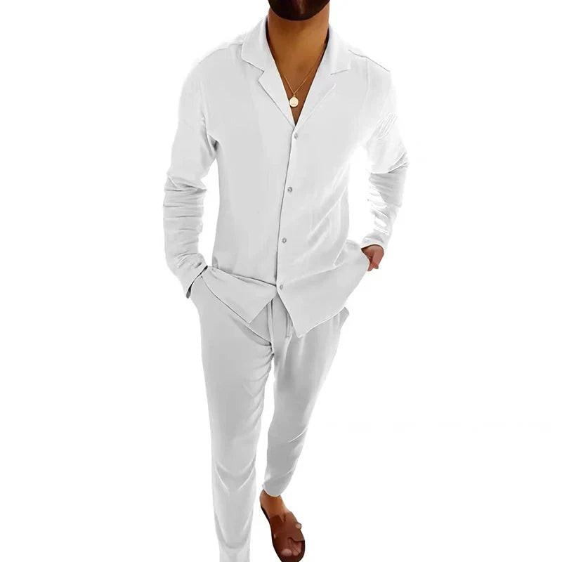 Thomas – Two Piece Set with Long Sleeve Shirt and Straight Fit Pants