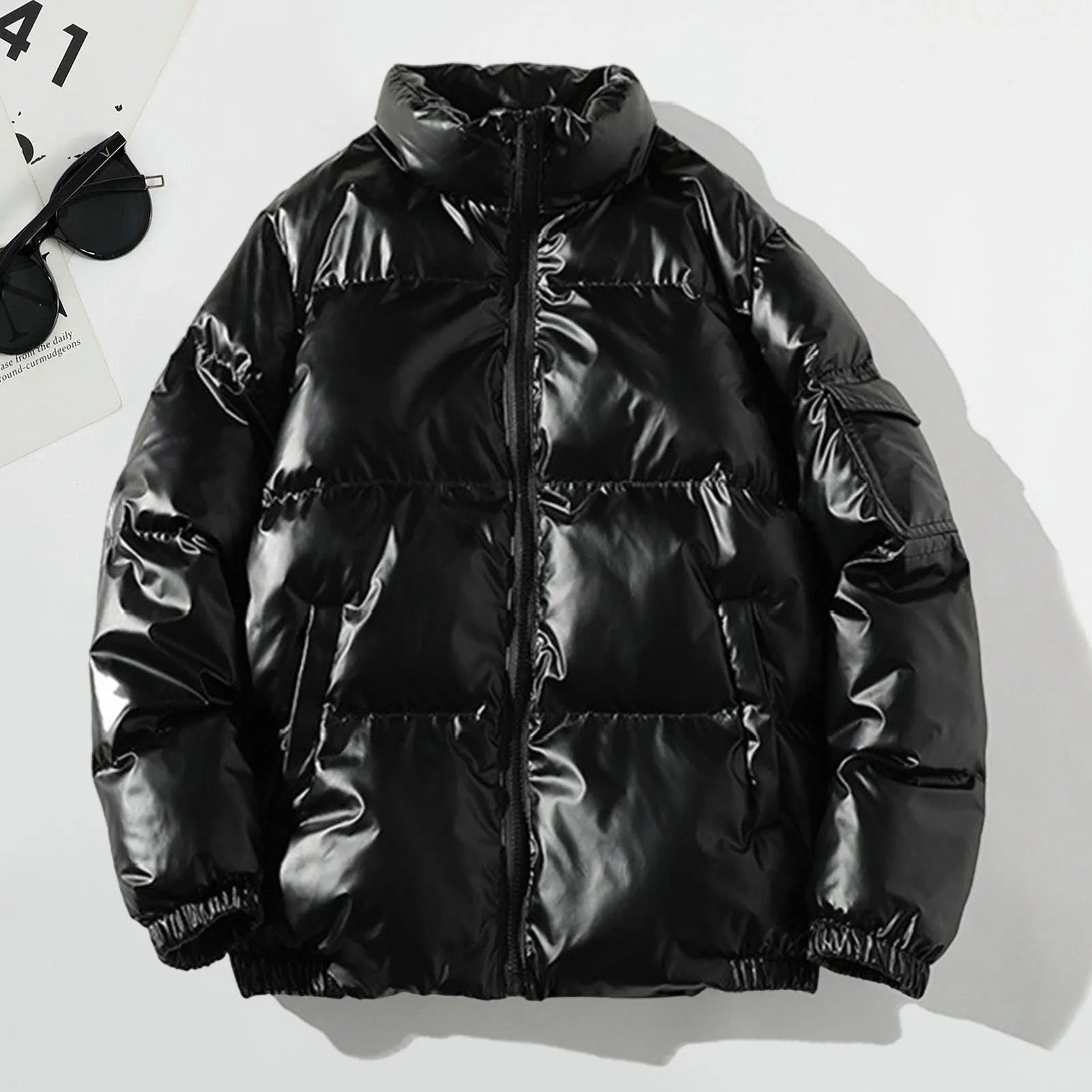 Rivaro – Glossy Down Jacket With Stand Collar