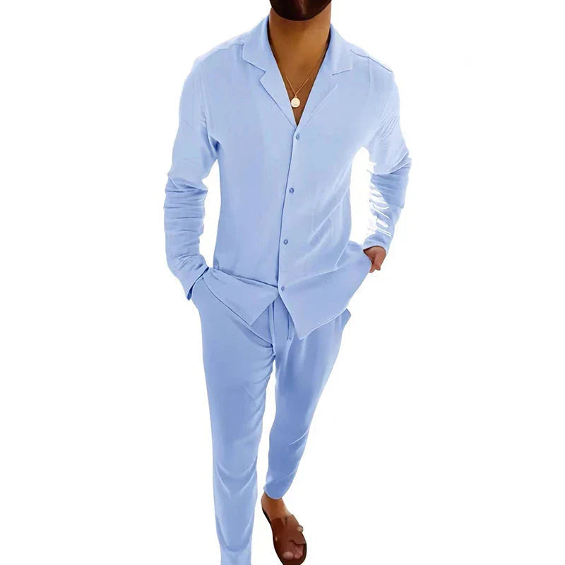 Thomas – Two Piece Set with Long Sleeve Shirt and Straight Fit Pants