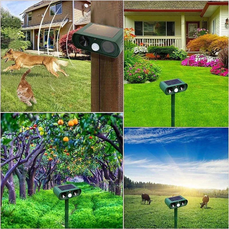 SolarGuard – Ultrasonic Rabbit Deterrent with Flashing Light for Garden Safety