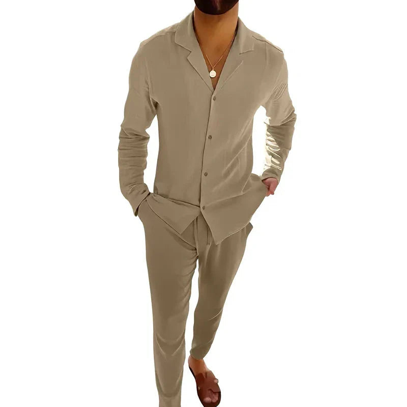 Thomas – Two Piece Set with Long Sleeve Shirt and Straight Fit Pants