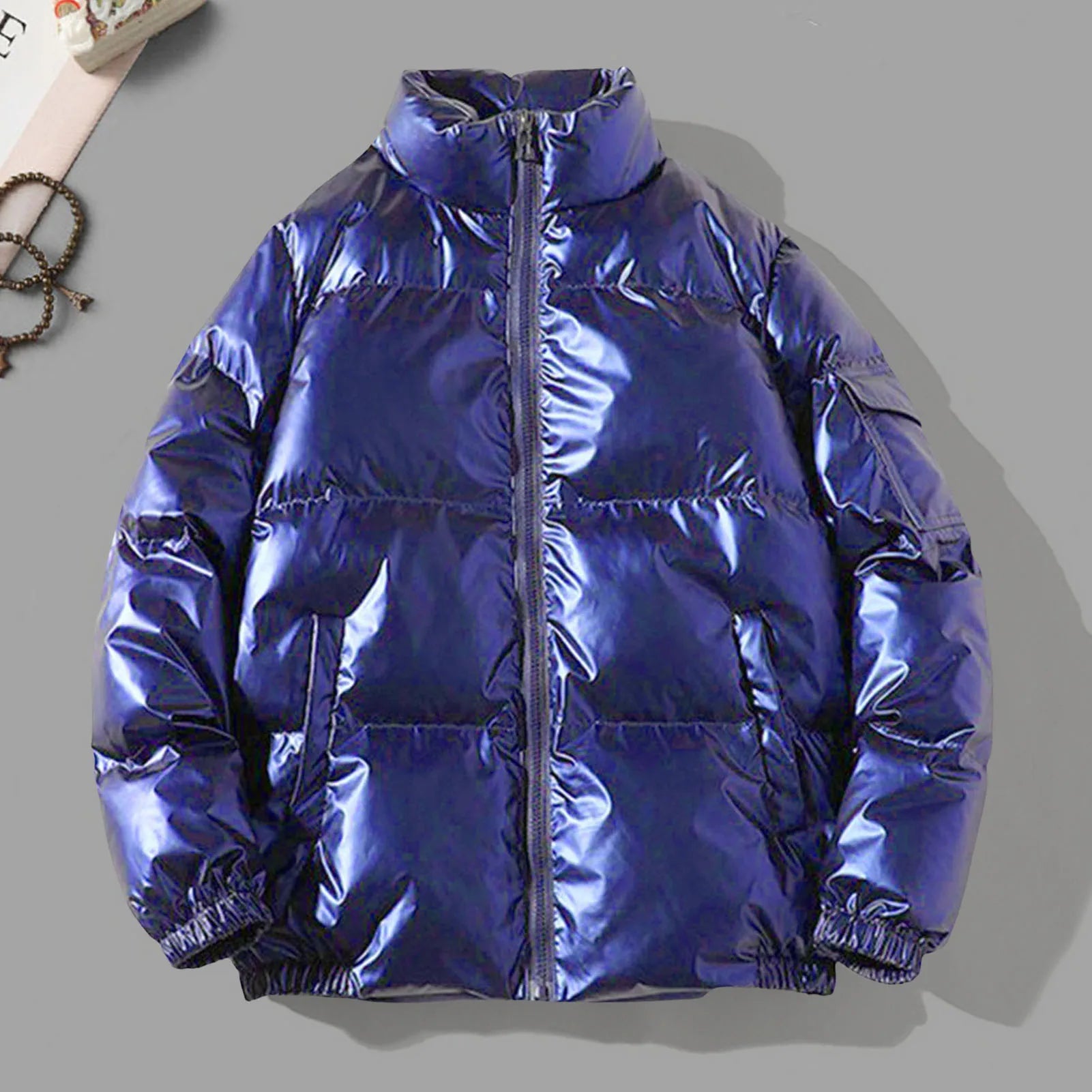 Rivaro – Glossy Down Jacket With Stand Collar