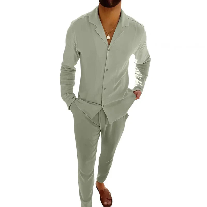 Thomas – Two Piece Set with Long Sleeve Shirt and Straight Fit Pants