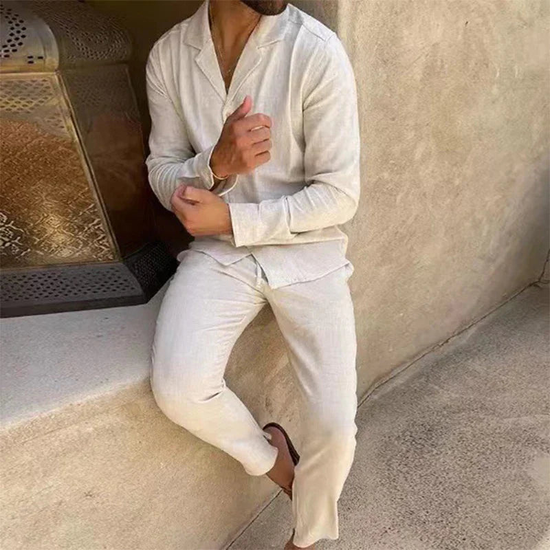 Thomas – Two Piece Set with Long Sleeve Shirt and Straight Fit Pants