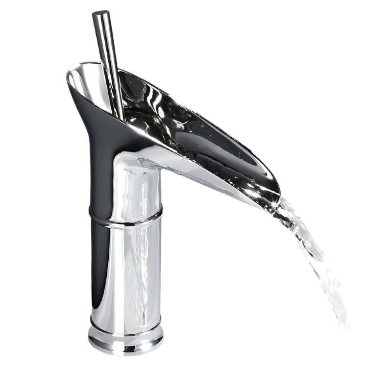TranquilFlow – Elegant Waterfall Bathroom Faucet with Single-Hole Installation
