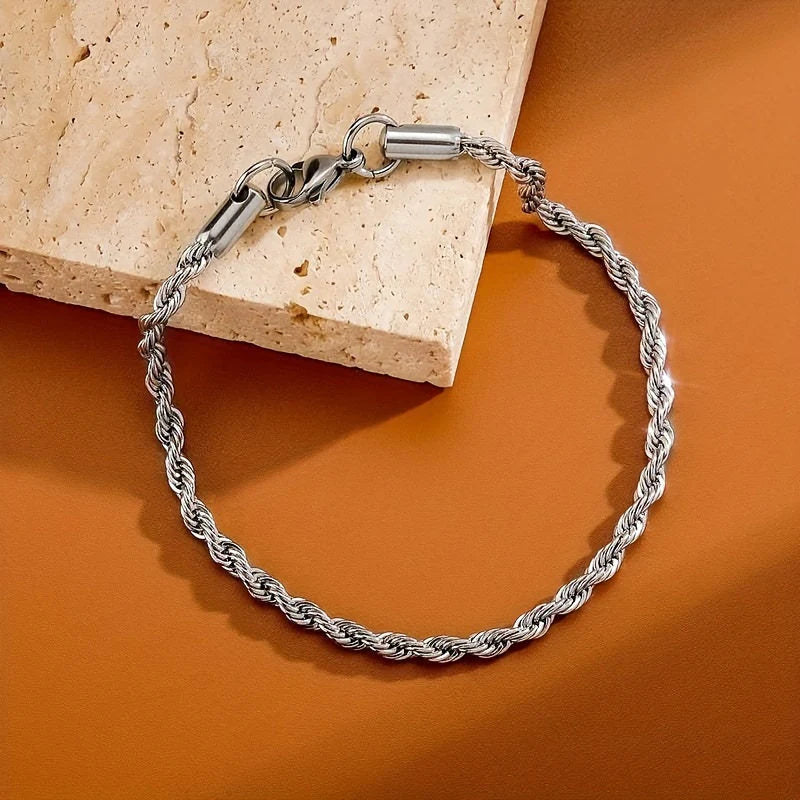 Victor – Bracelet With Twisted Rope Chain in Stainless Steel