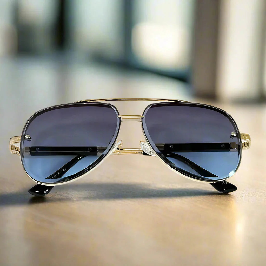 Leander – Oval Sunglasses With Stainless Steel Frame and Polarised UV400 Lenses