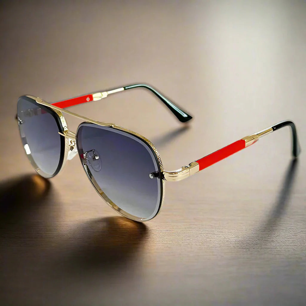 Leander – Oval Sunglasses With Stainless Steel Frame and Polarised UV400 Lenses