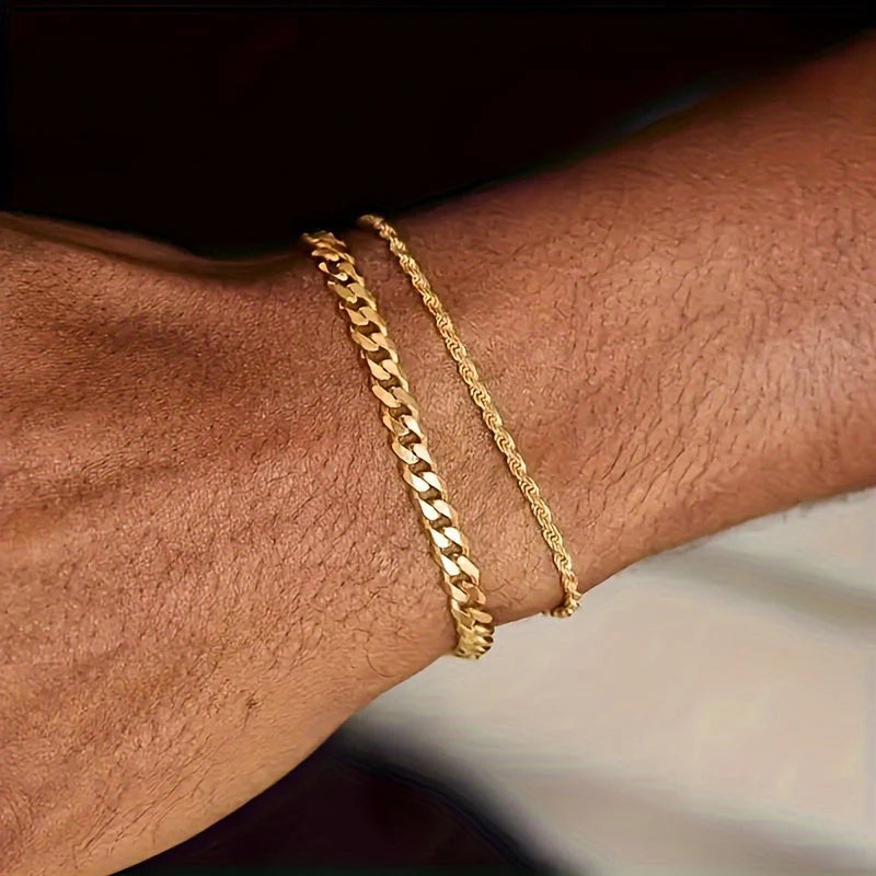 Dorian – Bracelet Set With Twist and Chain Design in Iron